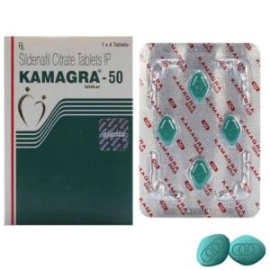Kamagra 50mg tablets with product box and blister pack
